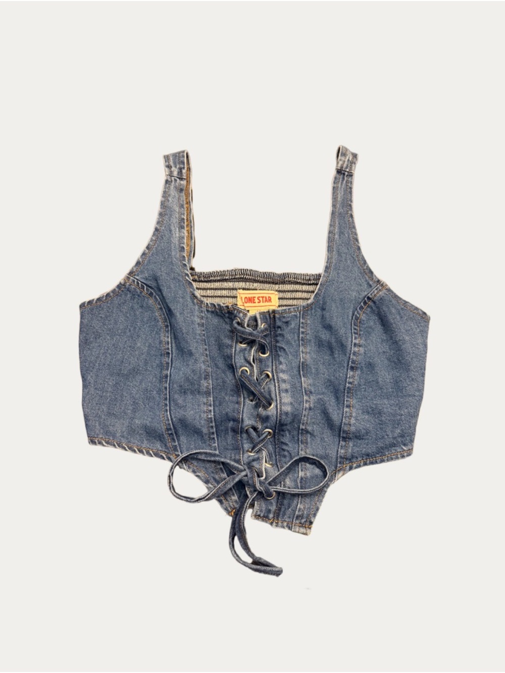 Lone Star Denim Lace Up Corset Bustier Top Size M